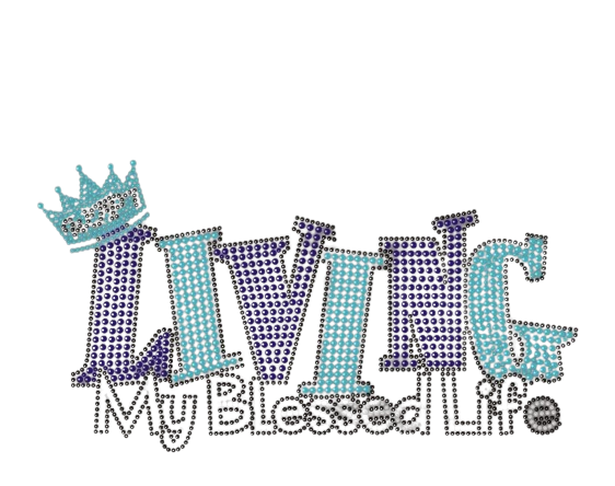Custom Rhinestone Transfer 10x10-Living My Blessed Life