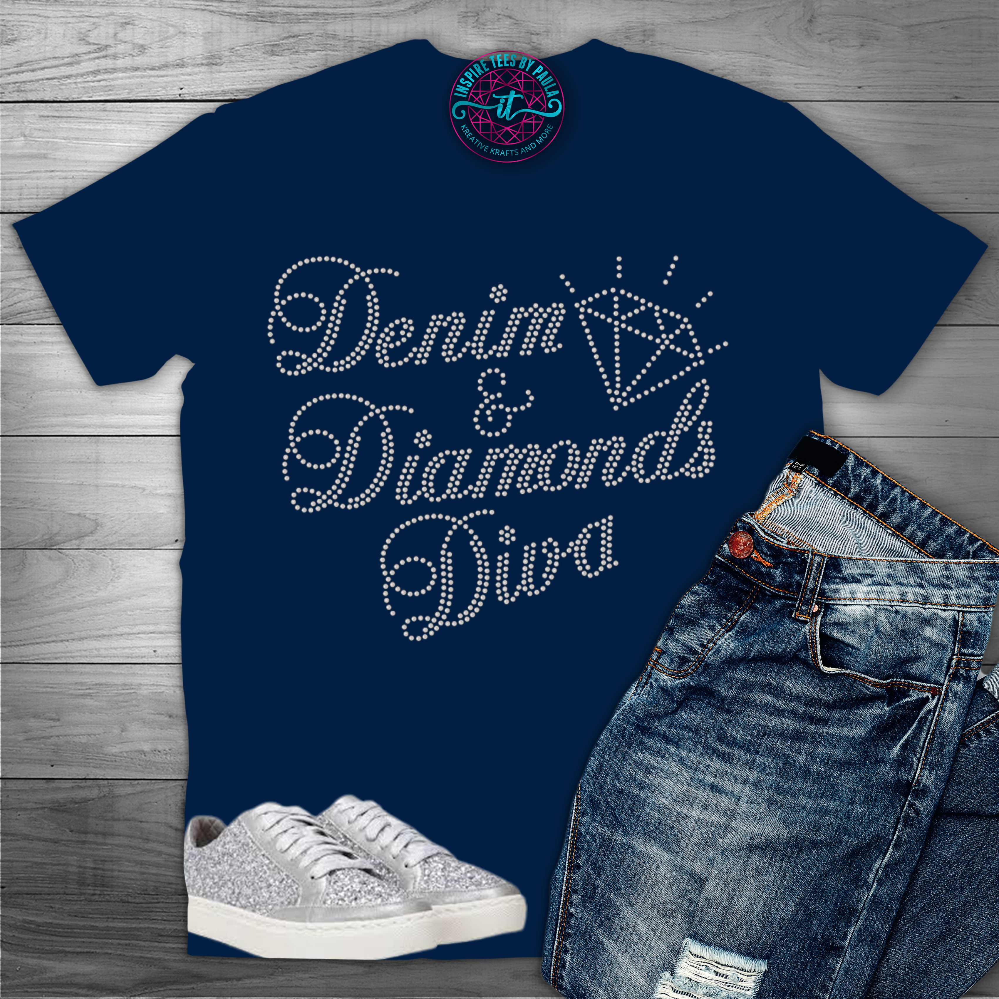 Denim & Diamonds. Fashion Collage by DanielleJevette created on Polyvore