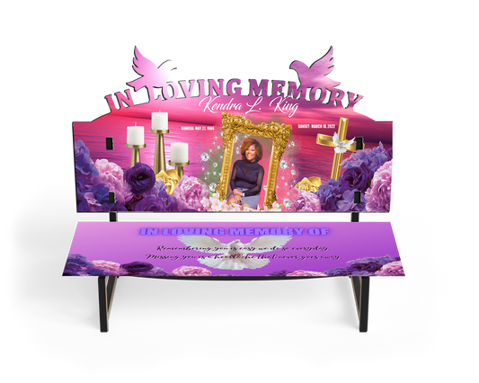 Memorial Keepsake Bench - Pink & Purple
