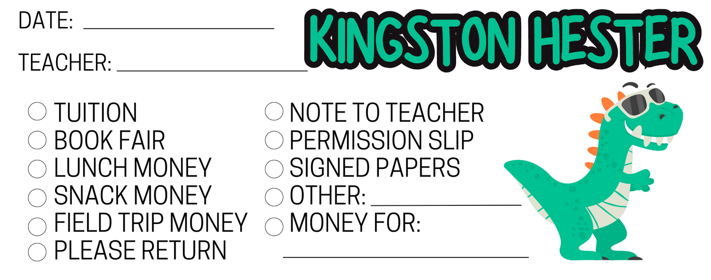 Customized Teacher Student Envelopes (packs of 10)