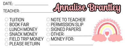 Customized Teacher Student Envelopes (packs of 10)