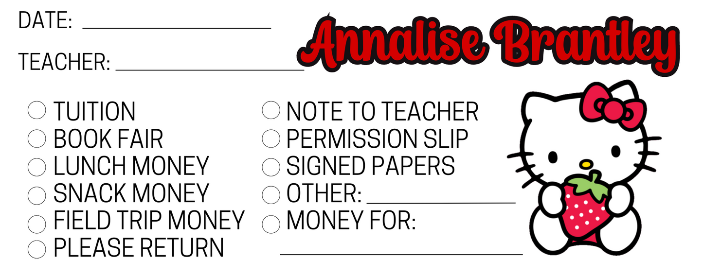 Customized Teacher Student Envelopes (packs of 10)