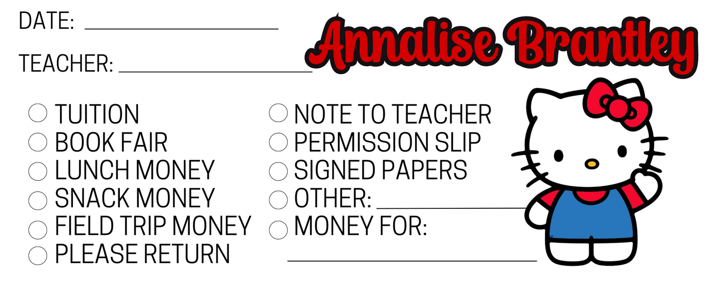 Customized Teacher Student Envelopes (packs of 10)