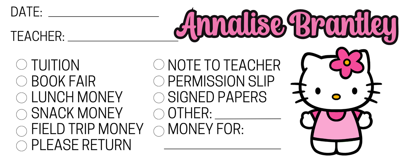 Customized Teacher Student Envelopes (packs of 10)