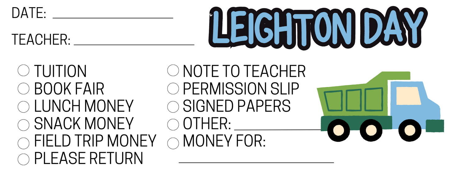 Customized Teacher Student Envelopes (packs of 10)