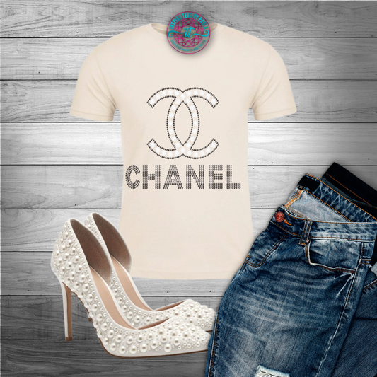 Chanel-Inspired Tee - Pearls and Black Stones