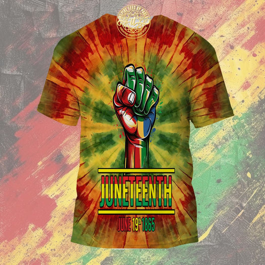 All Over Premium Juneteenth Tie Dye TShirt (Front Only)