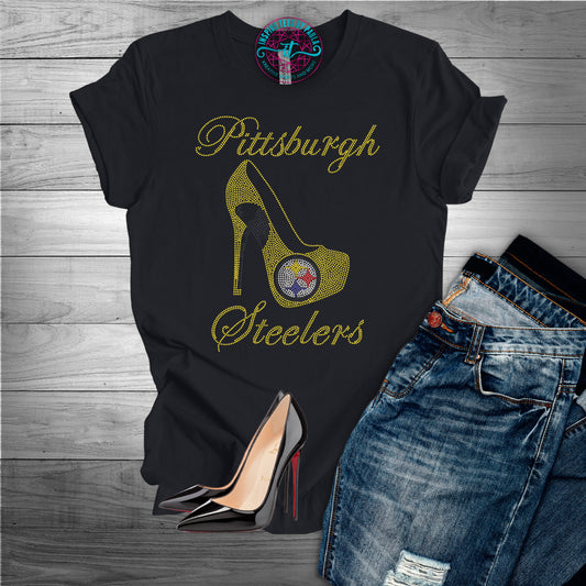 Pittsburg Steelers High Heel Bling Tee