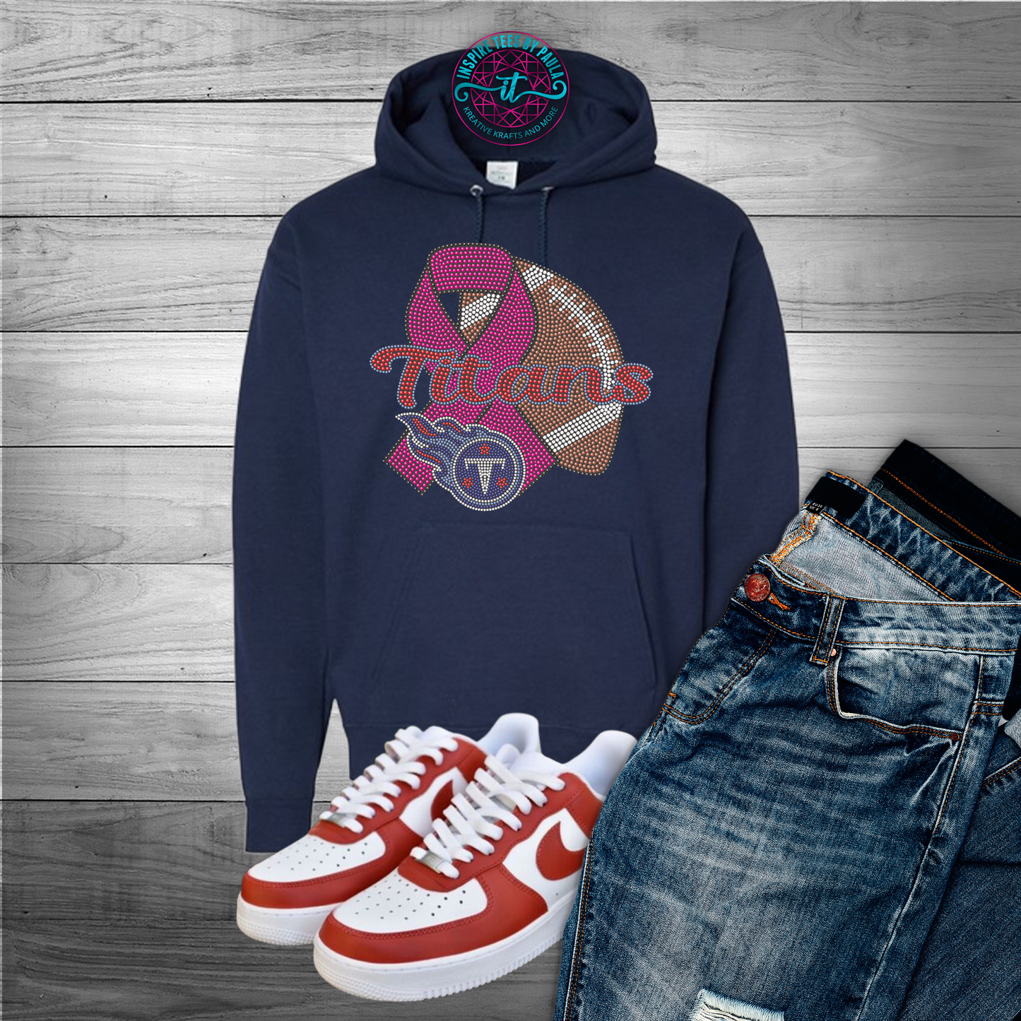 Tennessee Titan Breast Cancer Bling Tee