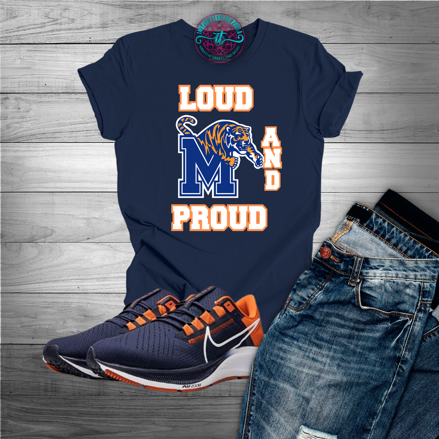 University of Memphis Loud and Proud (ALL RHINESTONES)