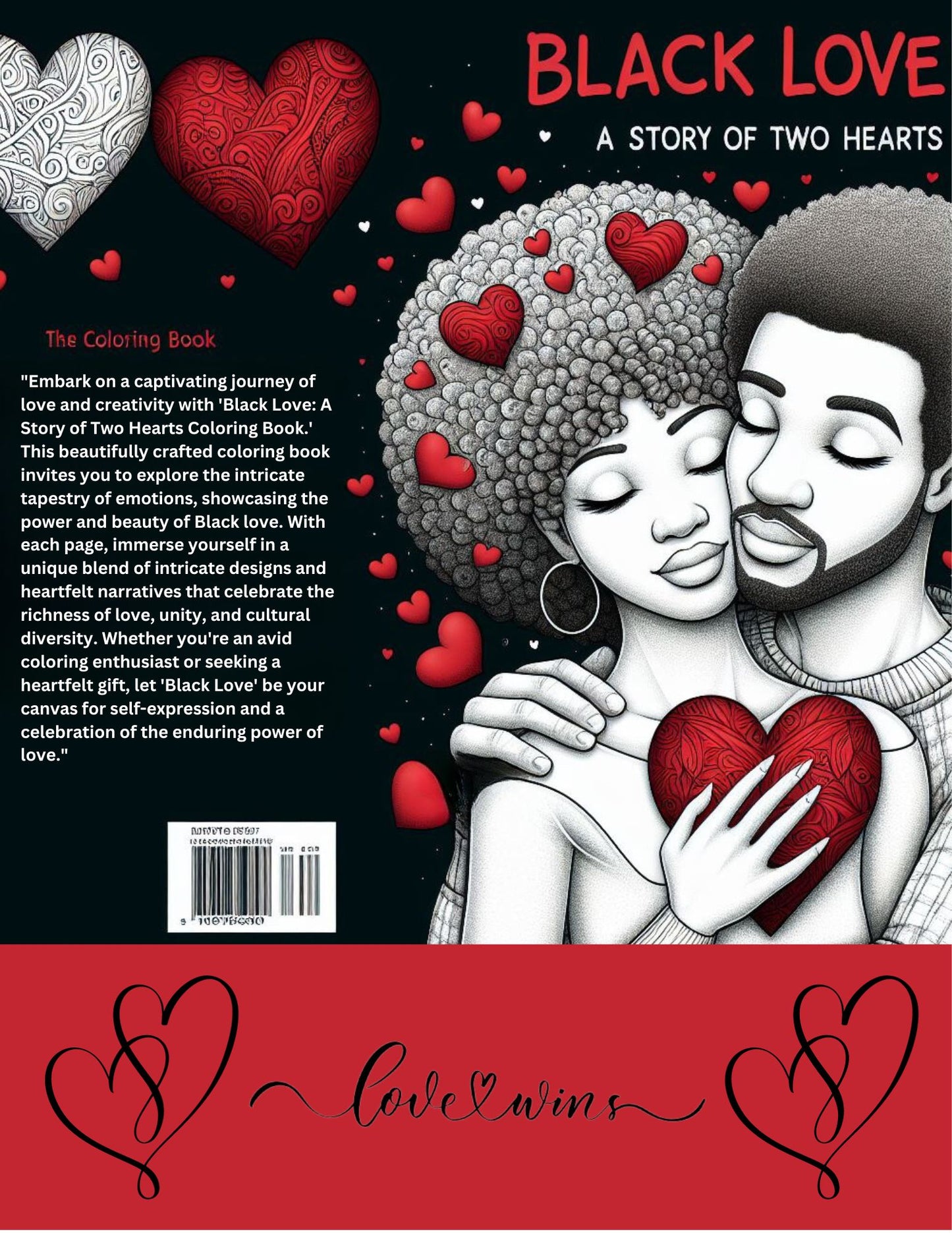 Black Love:  Story of Two Hearts (Adult Coloring Book)