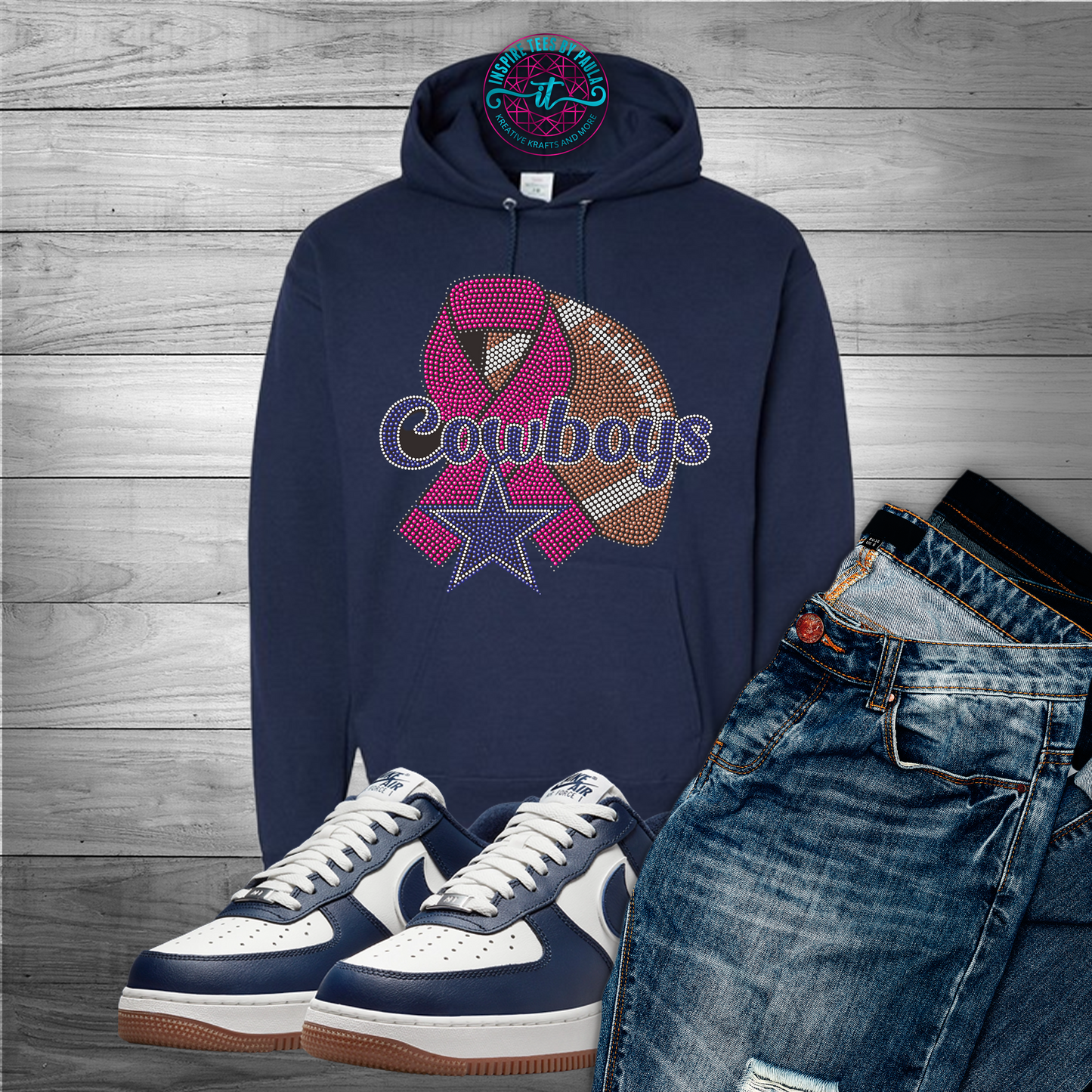 Dallas Cowboys Breast Cancer Bling Tee