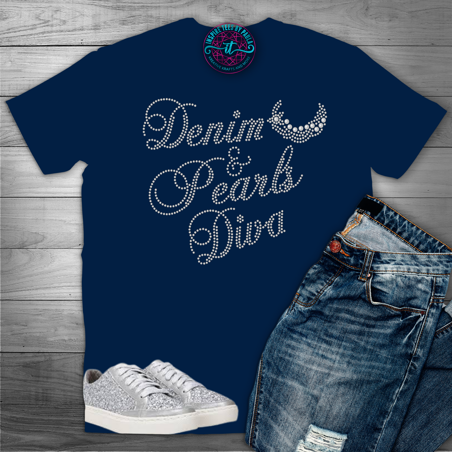 Denim & Pearls Diva Bling Tee