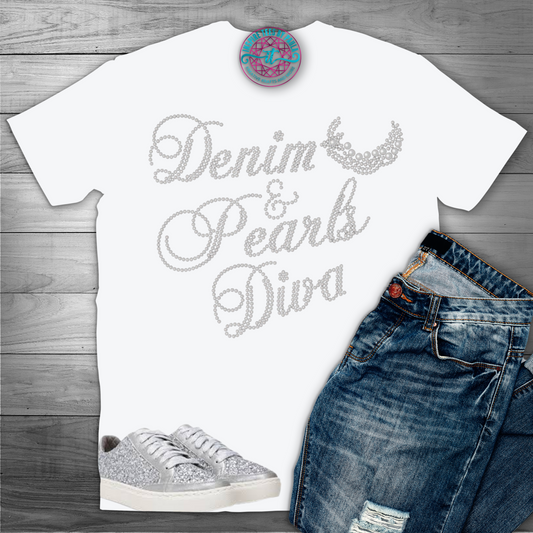 Denim & Pearls Diva Bling Tee