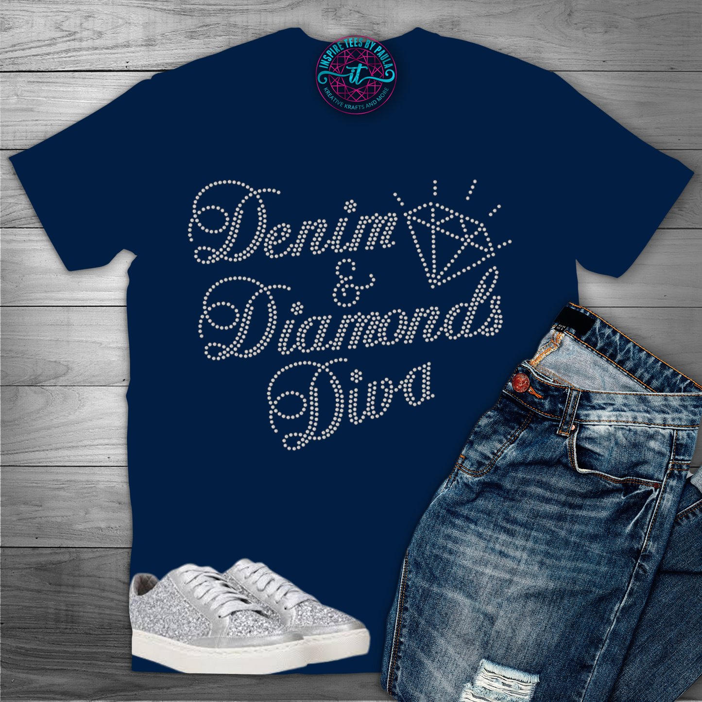 Denim & Diamonds Diva Bling Tee - Lavinia Special Request