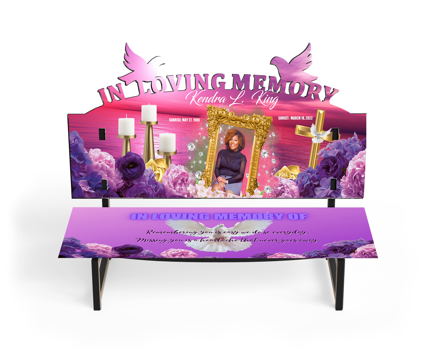 Memorial Keepsake Bench - Pink & Purple