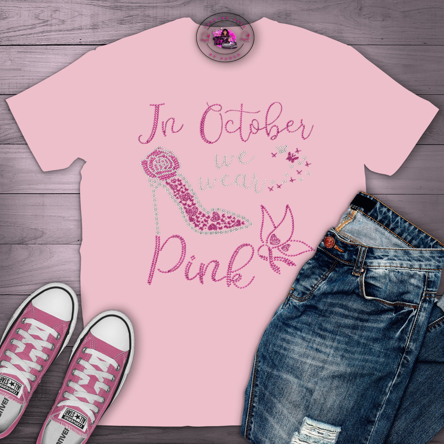 In October We Wear Pink Bling Tee